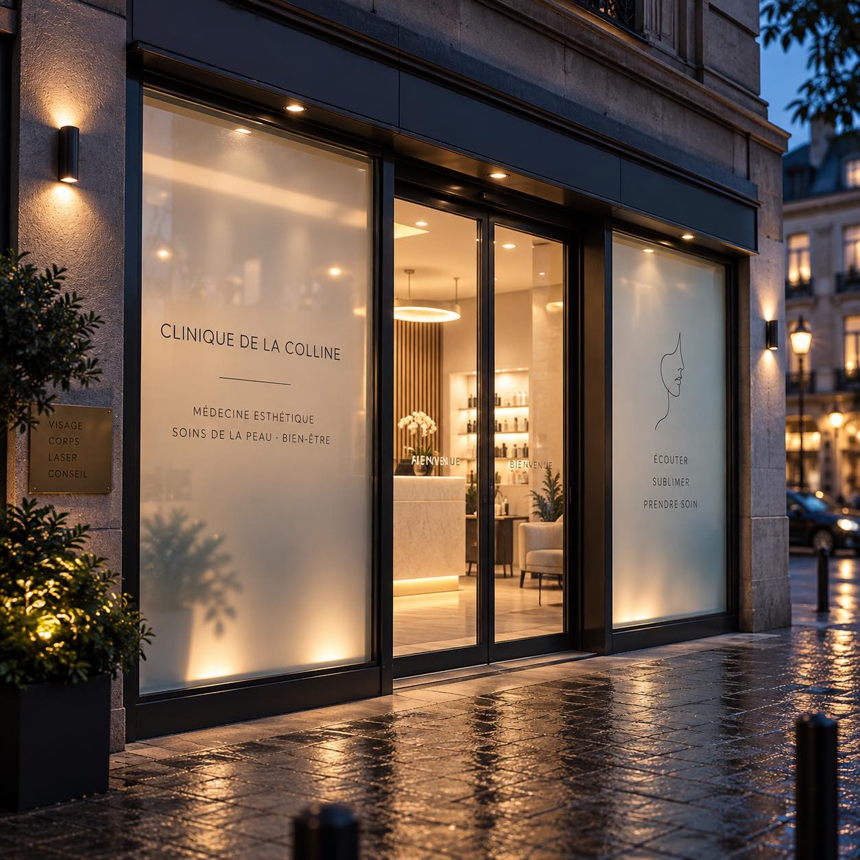 Habillage de vitrine avec vitrophanie sablée pour un commerce