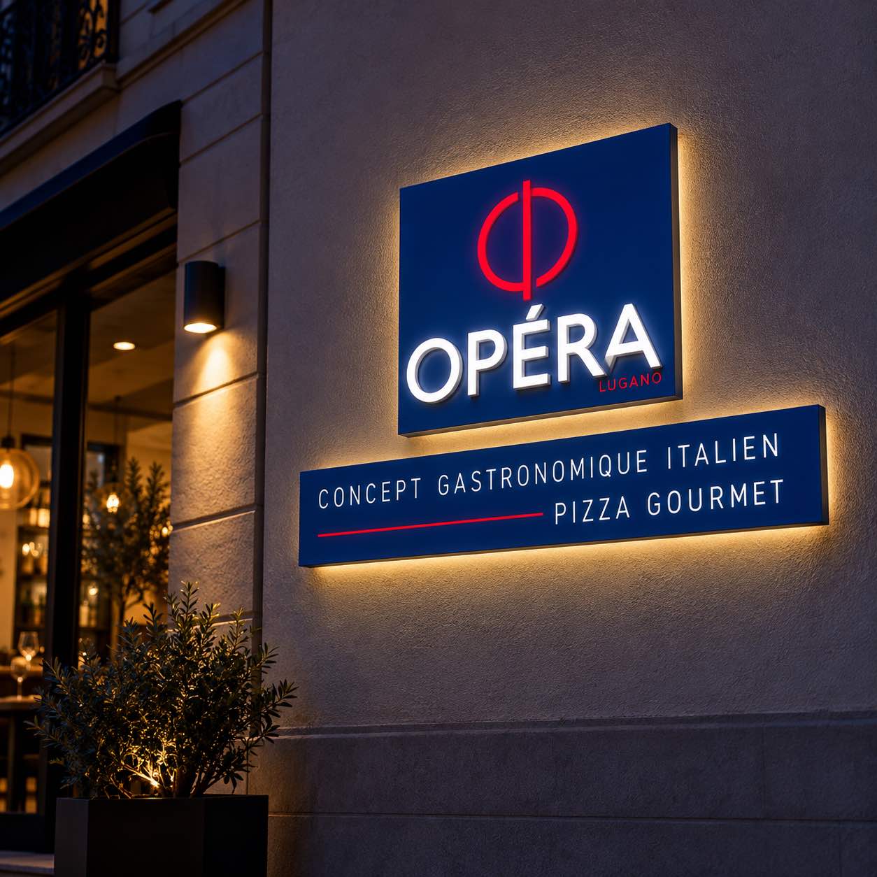 Panneau publicitaire lumineux installé en façade